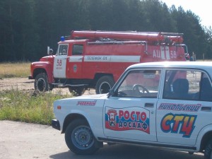 Фигурное вождение пожарногоаавтомобиля..
